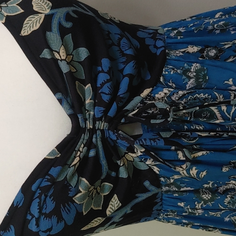 Free People Blue Paisley Floral Top Size M - Picture 3 of 4